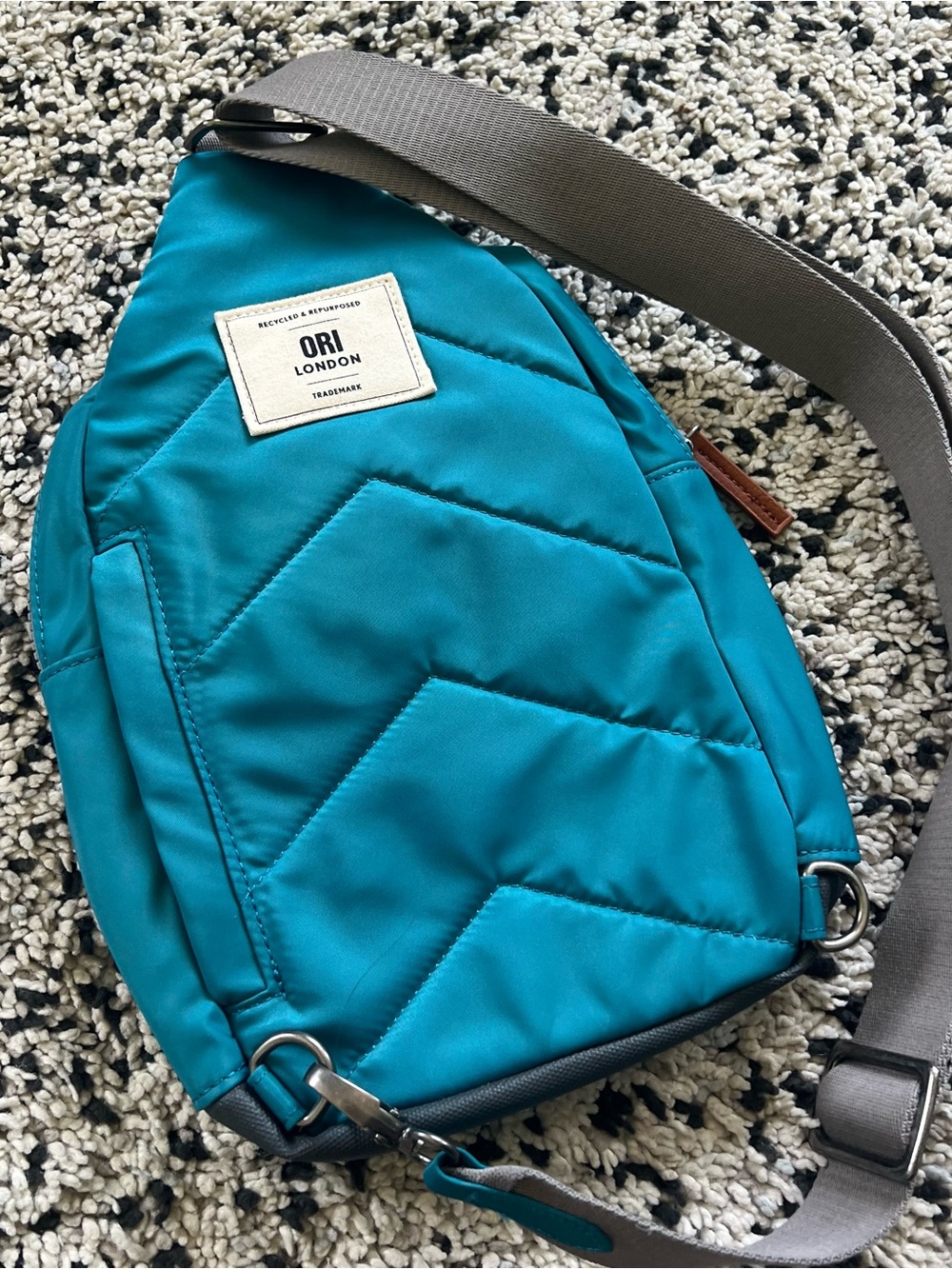 ORI London Crossbody Sling Bag Blue Backpack Style Zip Pockets - Picture 10 of 12